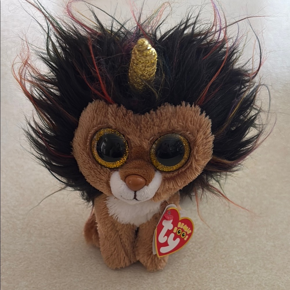 Ty Plush Lion with Black and Gold Mane